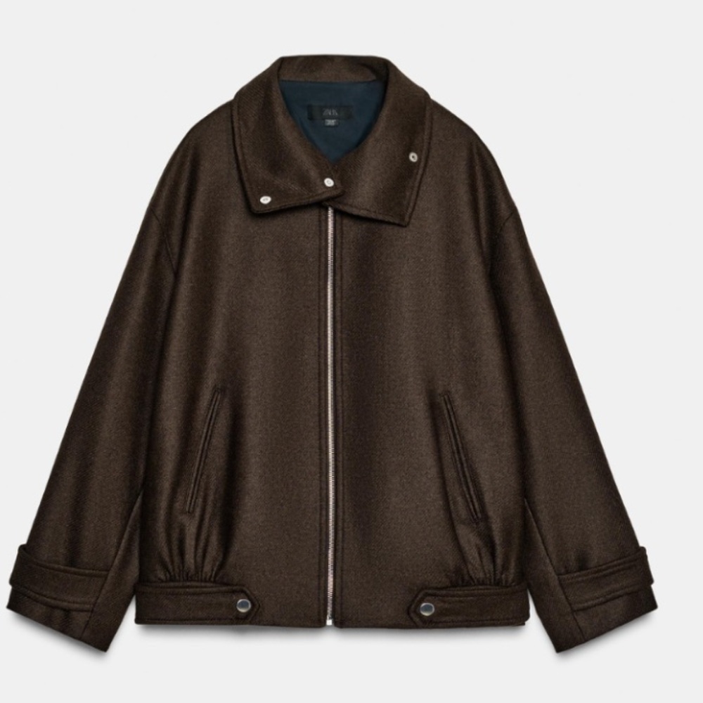 ZARA Women’s Wool Blend Bomber with high neck